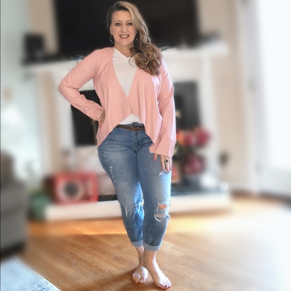 Vegan leather drape cardigan blazer
